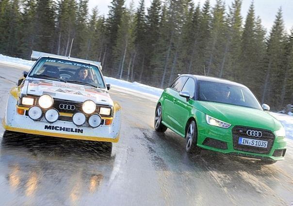 Das Treffen auf der Teststrecke in Nordschweden: Der ur S1 quattro und der neue Audi S1. Foto: dpp/AutoReporter